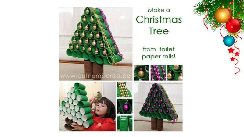 Arma un árbol de Navidad con rollos de papel higiénico